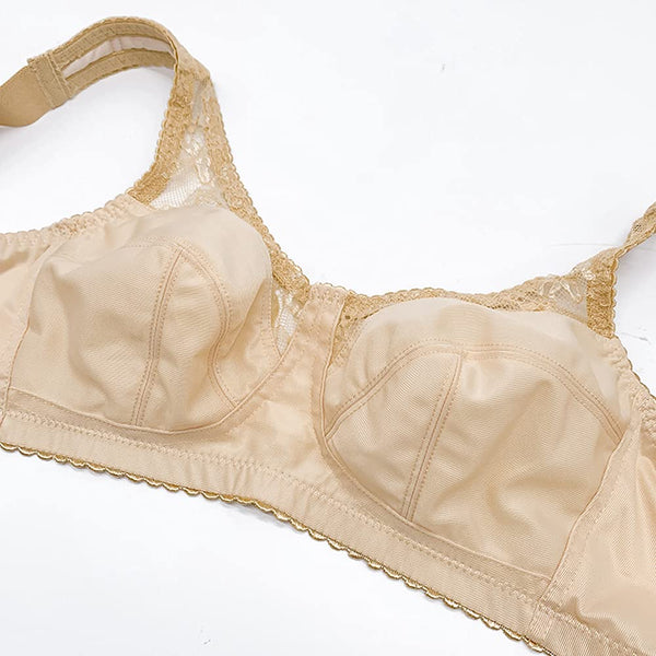 Frugue Women's Plus Size Lace Minimizer Bra - Beige, Full Coverage, US 34B