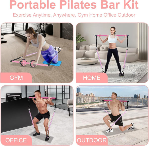 Pilates Bar Kit with Resistance Bands, OLODEER Pilates Reformer