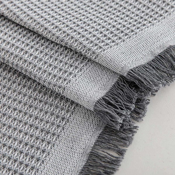 VANJOROY Waffle Large Grey Sofa Throw Blanket With Tassels For