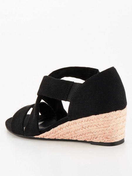 V by Very Low Strappy Wedge Sandal Black – Fumba Store