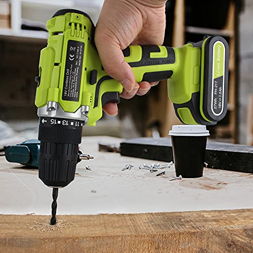 Cordless Drill 18V, Electric Drill Driver 1500mAh Battery,