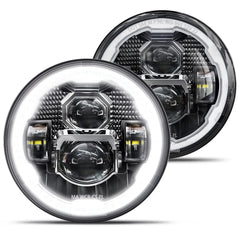HWSTAR Pair New 1000% Brighter Anti-glare 7 Inch Led Headlights Round Compatible with Jeep Wrangler JK JKU TJ LJ Chevy Ford GMC Dodge Mazda Nissan VW Mack etc DOT w/Halo DRL H6024 Hi/Low Sealed Beam