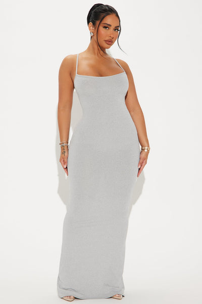 Missing Me Ribbed Maxi Dress - Heather Grey
