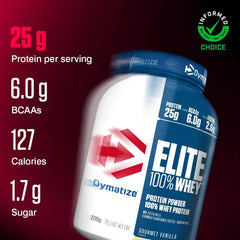 Dymatize Elite 100% Whey Gourmet Vanilla 2170g - High Protein Low Sugar Powder + Whey Protein and BCAAs