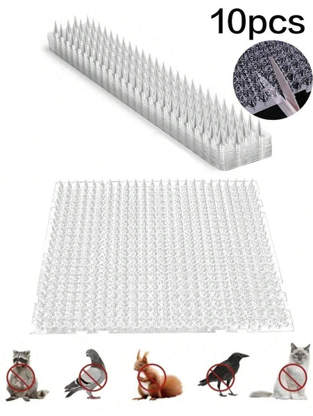 10Pcs/Set DIY Plastic Bird Spike Strips For Cats Anti Squirrel Garden Fences Pigeon Repeller Outdoor Bird Control Spikes Fence Wall Anti-Bird Spikes Garden Supplies
