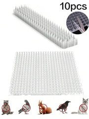 10Pcs/Set DIY Plastic Bird Spike Strips For Cats Anti Squirrel Garden Fences Pigeon Repeller Outdoor Bird Control Spikes Fence Wall Anti-Bird Spikes Garden Supplies