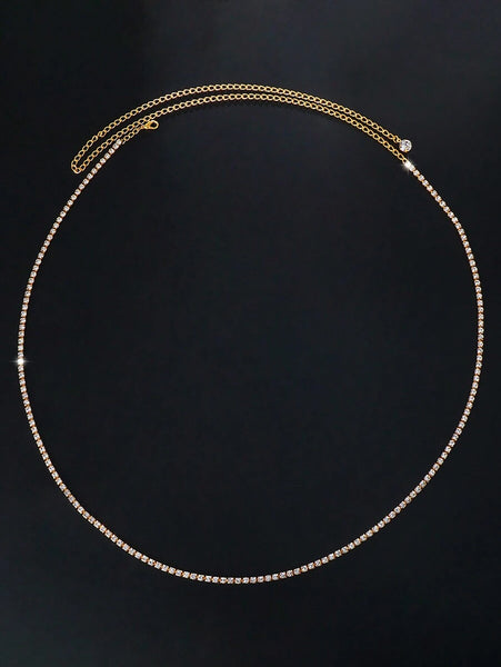 1pc Rhinestone Waist Chain Gold Crystal Waist Chain Belly Chain Sexy Bikini Body Chain Long Silver