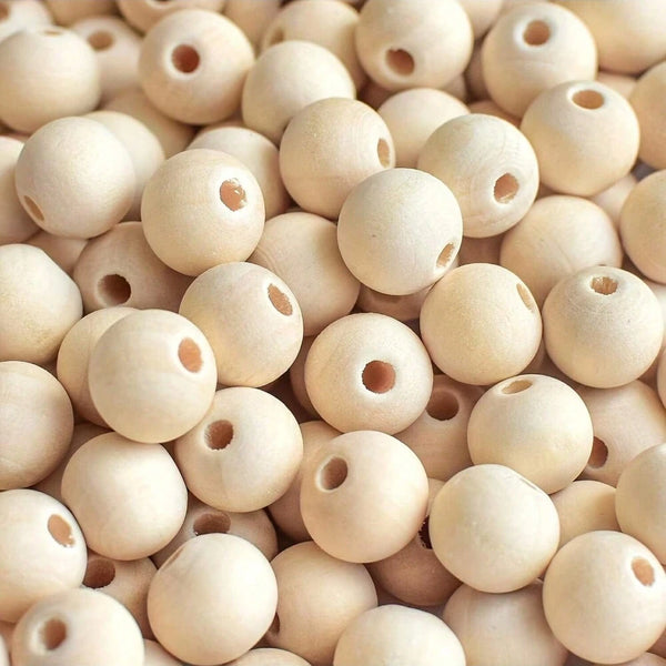 16 mm 50pcs  Natural Unprocessed Wooden Beads, Round Loose Beads, Wooden Spacer Beads For Crafts, Decoration And DIY (8mm, 20mm, 25mm, 30mm)