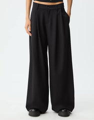 Stradivarius wide leg smart trousers with darts in black