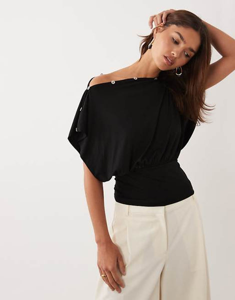 ASOS DESIGN multiway button top in black