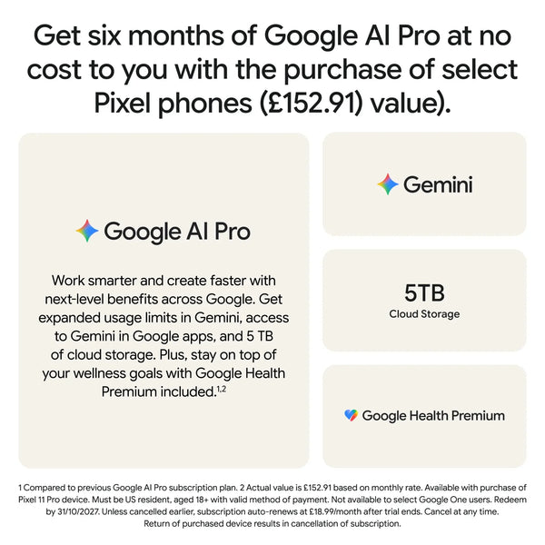 Google Pixel 11 Pro – Unlocked Android Smartphone - Obsidian, 1TB