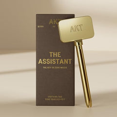 AKT, THE ASSISTANT. Tube squeezer key — The key to ZERO WASTE. 100% PLASTIC FREE & RECYCLABLE — Squeeze out every last drop of your NATURAL DEODORANT BALM from AKT LONDON