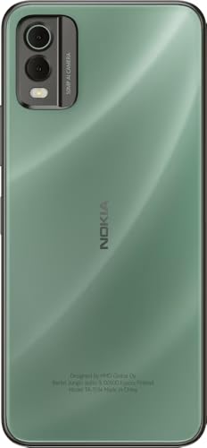 Nokia C32 6.5” HD+ Smartphone with 3GB RAM/64GB ROM, 50MP/8MP Cameras, 5000 mAh 3-day Battery Life, Toughened Glass back, IP52 Rating, Fingerprint sensor & Face unlock, Android 13, Dual SIM - Green