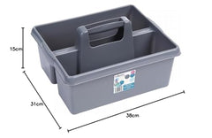Wham Large Plastic Kitchen Cleaning Carry Tray Caddy Tidy Tote Organiser with Handle - Silver, 5 liters