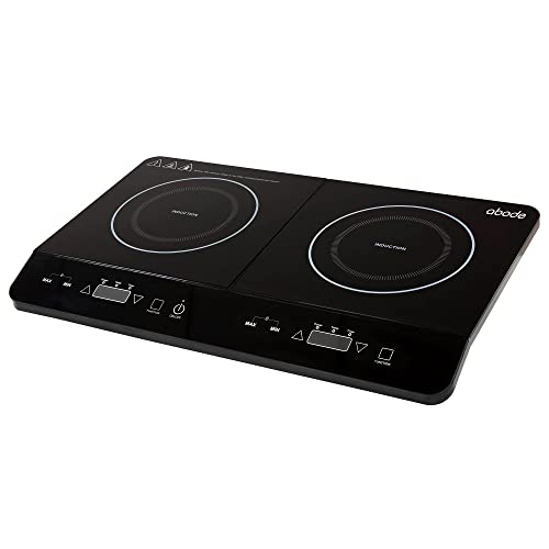 Abode Double Induction Hob Portable Digital Touch Control 2800W – Plug In & Go 10 Heat Settings, Glass Panel, 3 Hour Timer Black - Safety Lock AINDH2002 (Double)