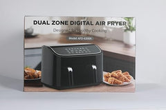 9L Dual Air Fryer, 3L+6L XL Capacity Dual Zone Digital Air Fryer, 2 Drawers, Non-Stick, Sync-Finish, 6L for Whole Chicken, 6 in 1 Cooking Presets, Healthier & Less Oil, Energy-Saving, Dishwasher-Safe