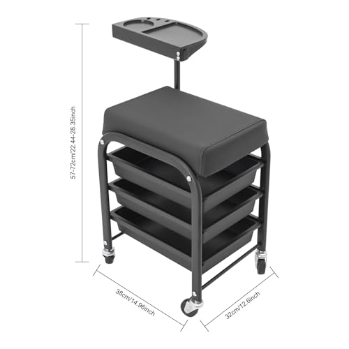Manicure Beauty Tool Cart,38x32x65cm Pedicure Footrest Stand,Rolling Storage Trolley,Professional Premium with Drawers Organizer for Beauty Salons,Health Clubs