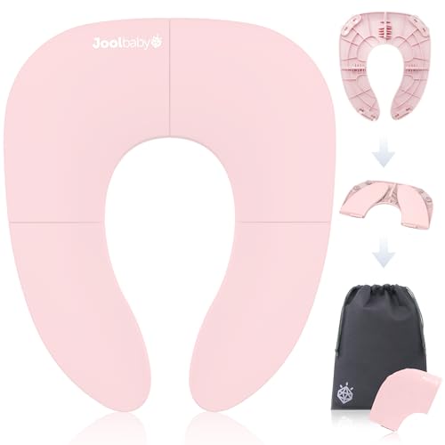 Jool Baby Products - Folding Travel Potty Seat for Girls, Fits Round & Oval Toilets, Non-Slip Suction Cups, Includes Free Travel Bag (Pink)