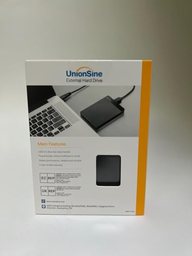 UnionSine HD2510 Portable External Hard Drive 1TB Ultra-Thin 2.5 Inch USB 3.0 SATA HDD Storage for PC, Mac, Desktop, Laptop, Wii U, Xbox, PS4 (Black)