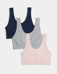 M&S COLLECTION  3pk Seamless Non Wired Crop Tops