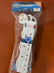 ExtraStar 4 Way Extension Lead with Surge Protection, 13A/250V~ Multi Sockets Power Strips, 3120W Fused UK Plug Wall Mounted Power Socket with 5M Extension Cord-White