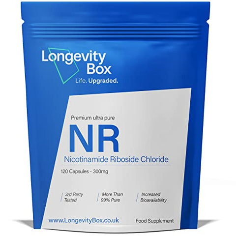 Longevity Box NR Supplement - 300mg NR x 120 Capsules - 99% Ultra Pure NAD+ Boosting NR Capsules, Supports Cell Metabolism & Muscle Production, 3rd Party Certified, Vegan-Friendly and Non-GMO