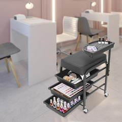 Manicure Beauty Tool Cart,38x32x65cm Pedicure Footrest Stand,Rolling Storage Trolley,Professional Premium with Drawers Organizer for Beauty Salons,Health Clubs