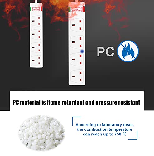 ExtraStar 4 Way Extension Lead with Surge Protection, 13A/250V~ Multi Sockets Power Strips, 3120W Fused UK Plug Wall Mounted Power Socket with 5M Extension Cord-White