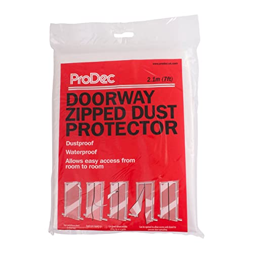 ProDec Zipped Doorway Dust Protector Heavy Duty Transparent Polythene Sheet For Preventing Dust Transfer Between Rooms During Renovations, Building Work and Construction