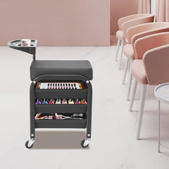 Manicure Beauty Tool Cart,38x32x65cm Pedicure Footrest Stand,Rolling Storage Trolley,Professional Premium with Drawers Organizer for Beauty Salons,Health Clubs