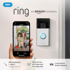 New Ring Battery Video Doorbell (2024 release) | DIY Wireless Video Doorbell Camera I Head-To-Toe View, HD Video | Easy to install (5 min) | With Built-in Battery I 30-day free trial of Ring Home