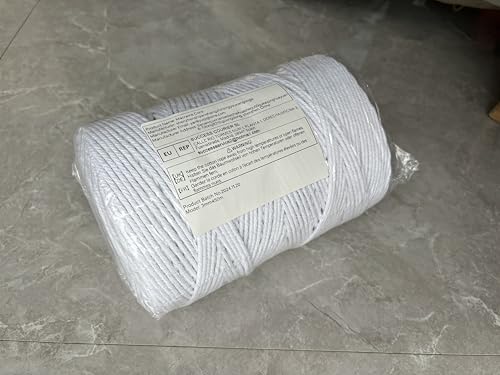 GOHOF Macrame Cord 3mm x 450m Premium Cotton Macrame Rope, 4 Strand Twisted Soft Cotton Cord, One of The Most Perfect Materials for Macrame Art, Cotton String Without Chemicals (White)