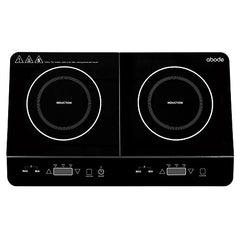 Abode Double Induction Hob Portable Digital Touch Control 2800W – Plug In & Go 10 Heat Settings, Glass Panel, 3 Hour Timer Black - Safety Lock AINDH2002 (Double)