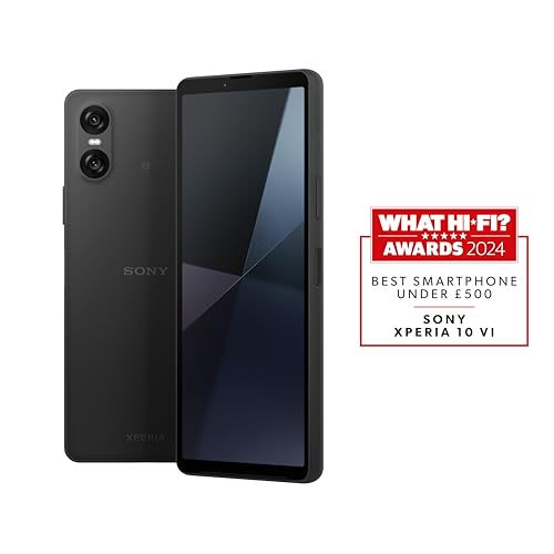 Sony Xperia 10 VI - 6.1 Inch 21:9 Wide OLED - Three optical focal lengths - Lightweight - Android 14 - SIM free - 128GB storage - IP65/68 rating - Dual SIM hybrid 1-36 months warranty - Black