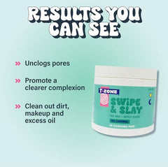 T-Zone Tea Tree & Witch Hazel Biodegradable Cleansing Pads (40 Pads) - Instantly Remove Dirt, Oil & Makeup, Unclogs Pores, Promotes Clearer Skin & Kinder to Planet