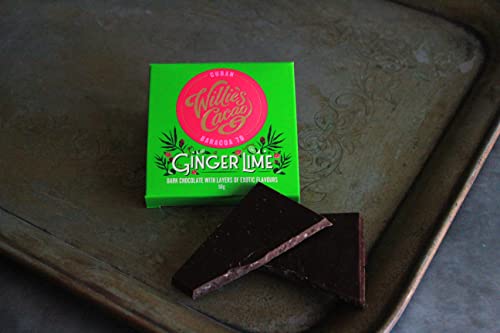 Willie's Cacao - Artisan Chocolate Bar - Ginger & Lime, Cuban 70% dark chocolate with ginger and lime - Vegan - 50g x 12