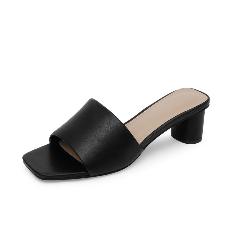 OPIRRTOY Women's Low Heels Square Open Toe Heels Block Chunky