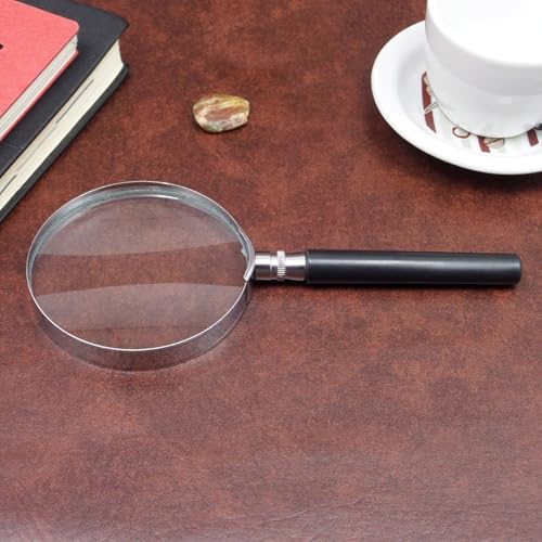 High Handheld Magnifier With Reinforced Edges 50mm-100mm Glass Lens For Tasks & Low Users Portable Magnifying Glass