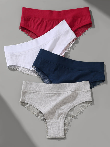 4-Pack Lace Trim Cotton Briefs