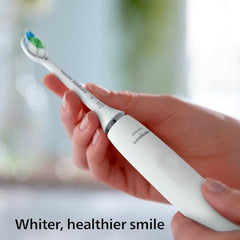 Philips Sonicare 4100 - Philips Sonicare Electric Toothbrush for Adults with 1 x Philips W2 Optimal White Sonic Brush Head in White, Slim Travel Case and USB Charger (Model HX3683/33)