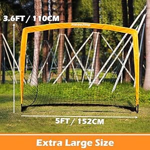 Happy Jump Football Goal Pop Up Football Net Post for Garden Training Festive Gift -5'x3'6"(Orange) -1 Pack
