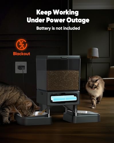 oneisall 5L Automatic Cat Feeder with Timer for 2 Cats, Knob Model Dry Food Auto Pet Feeders for Cats Dogs, Automatic Memory 10s Voice Recordings Timed Cat Feeder