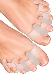 YogaMedic® Toe Separator for Overlapping Toes 6Pcs Improved Silicone, 0% BPA, One-Size - Bunion Corrector Toe Straightener to Relax, Spread and Stretch- Bunion Support for Women & Men - Toe Spreader