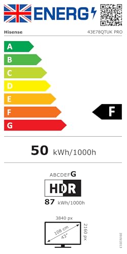 Hisense 43" 43E78QTUK PRO 144Hz QLED Smart AI TV - Hi-View AI Engine, 144Hz Game Mode PRO, Dolby Atmos, Quantum Dot Colour with Freely, Disney +, YouTube, Netflix