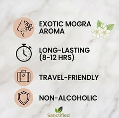 Sanctified Mogra Attar - 10 ml Concentrated Perfume Oil Roll-On | Traditional Alcohol-Free Fragrance for Men and Women | Long-Lasting Natural Scent