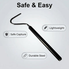 Jdbefuy Collapsible Snake Hook, 7.7" to 26" Stainless Steel Extensible Snake Catching Tool, Retractable Handling Hook for Controlling and Moving Small Snakes and Reptiles Up (Black)