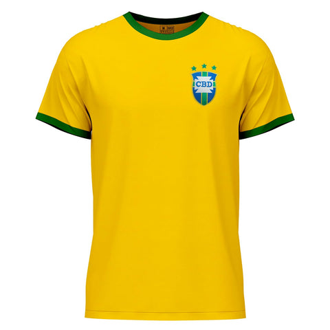 Brazil/Brasil 1970 Retro Soccer Jersey for Men – Vintage Yellow Football Shirt – Pelé Tribute – Classic Fan Apparel (US, Alpha, Small, Regular, Regular, Verde Amarela)