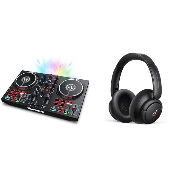 Numark Party Mix - DJ Controller with Party Lights, DJ Set with 2 Decks, DJ Mixer & soundcore by Anker Q30 Hybrid Active Noise Cancelling Headphones with Multiple Modes