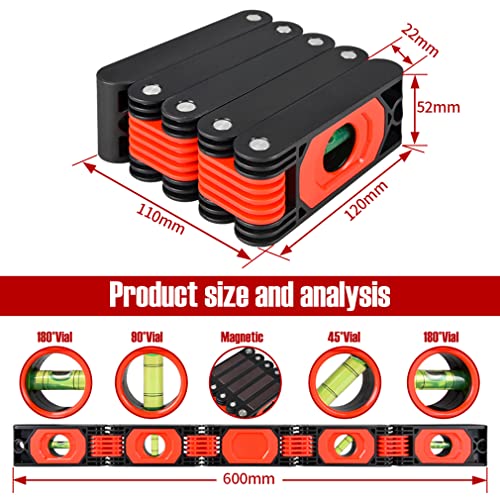 N&S Juvyig Multi-Function Foldable Level Tool - Multi-Angle Measuring Woodworking Tools - Precise Leveling in Any Position Ruler w/Magnetic (ABS)