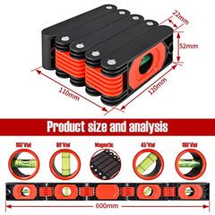 N&S Juvyig Multi-Function Foldable Level Tool - Multi-Angle Measuring Woodworking Tools - Precise Leveling in Any Position Ruler w/Magnetic (ABS)